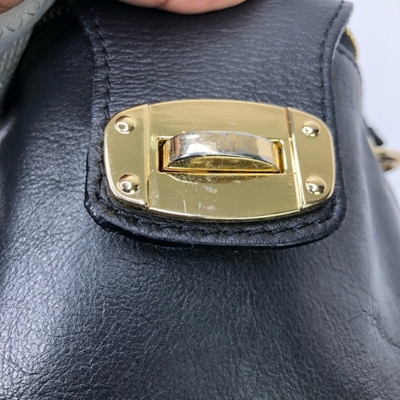 BLACK leather gold toned hardware crossbody wristlet - Picture 7 of 12